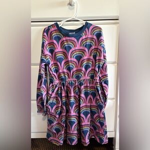 Hanna Andersson Pink and Blue Rainbow Dress with pockets! Size 6/7